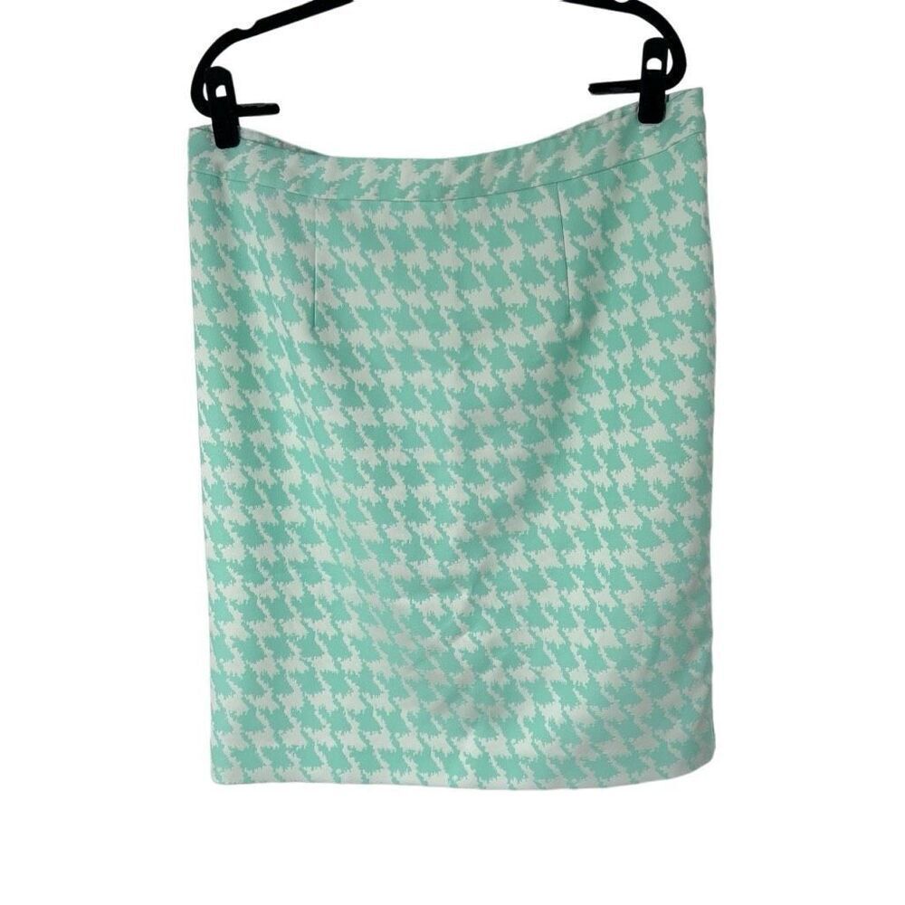 Christian Siriano Lane Bryant Mint Green White Houndstooth Pencil Skirt Sz 18